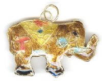 1 29x42mm Cloisonné Gold Elephant Pendant
